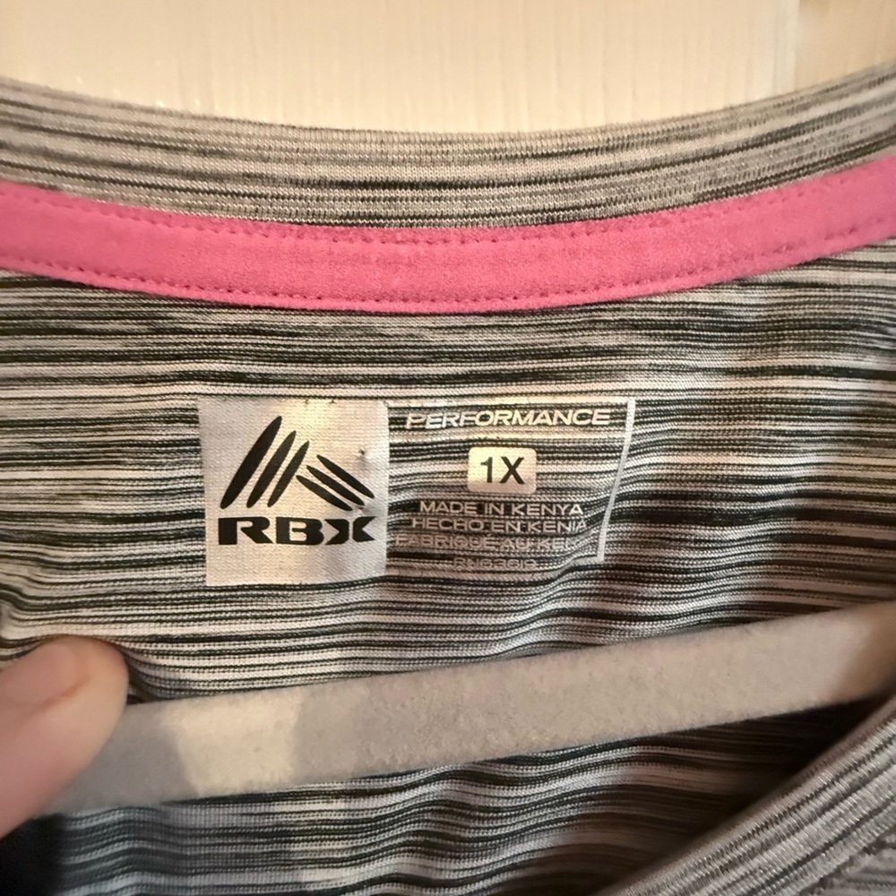 RBX Gray Striped Top with Pink Trim - Picture 3 of 5